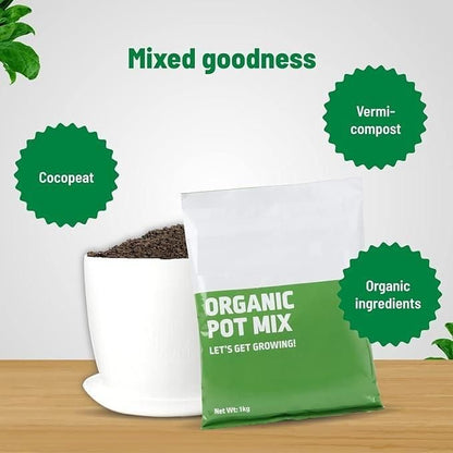 Organic Pot Mix Soil for Plants | Nutrient-Rich Potting Soil with Vermicompost & Cocopeat | 500 gm