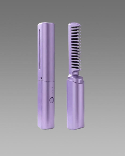 Meneflix Cordless Mini Hair Straightener | Portable Rechargeable Hot Comb with Adjustable Heat