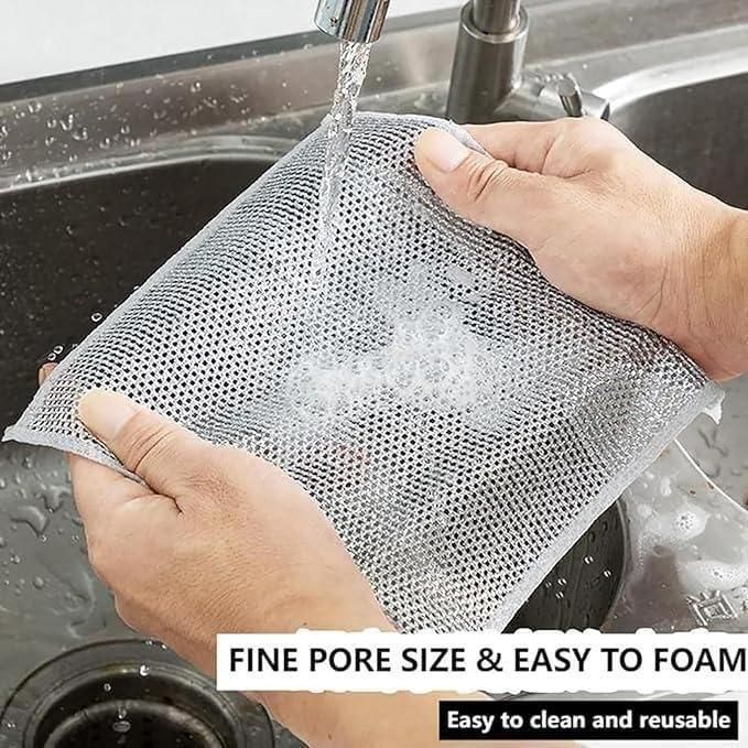 Multipurpose Wire Dishwashing Rags for Wet & Dry Cleaning | Reusable Scrubber Cloth | Pack of 10