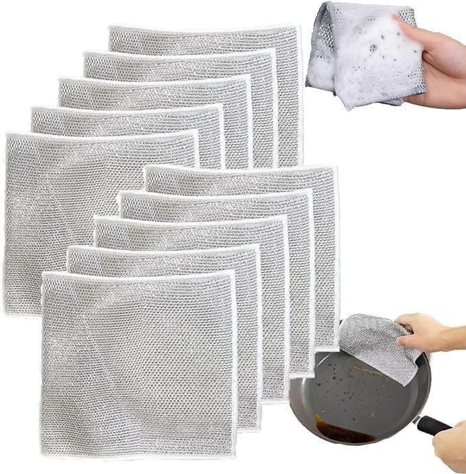 Multipurpose Wire Dishwashing Rags for Wet & Dry Cleaning | Reusable Scrubber Cloth | Pack of 10