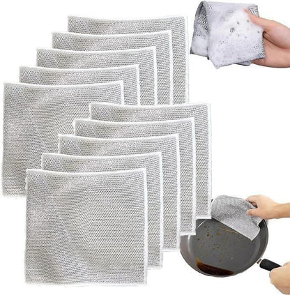 Multipurpose Wire Dishwashing Rags for Wet & Dry Cleaning | Reusable Scrubber Cloth | Pack of 10