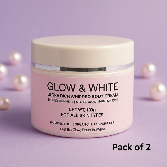 Glow & White Body Cream for Women | Brightening & Moisturizing Skin Care | 100 gm Each (Pack of 2)