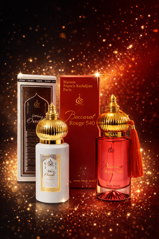 Luxury Perfume Combo – Baccarat Rouge 540 Inspired & White Oudh | Long-Lasting Unisex Fragrance Set (2 × 60 ml)