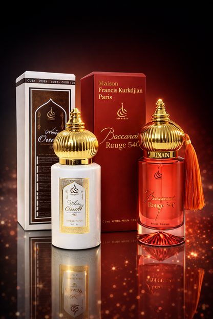 Luxury Perfume Combo – Baccarat Rouge 540 Inspired & White Oudh | Long-Lasting Unisex Fragrance Set (2 × 60 ml)