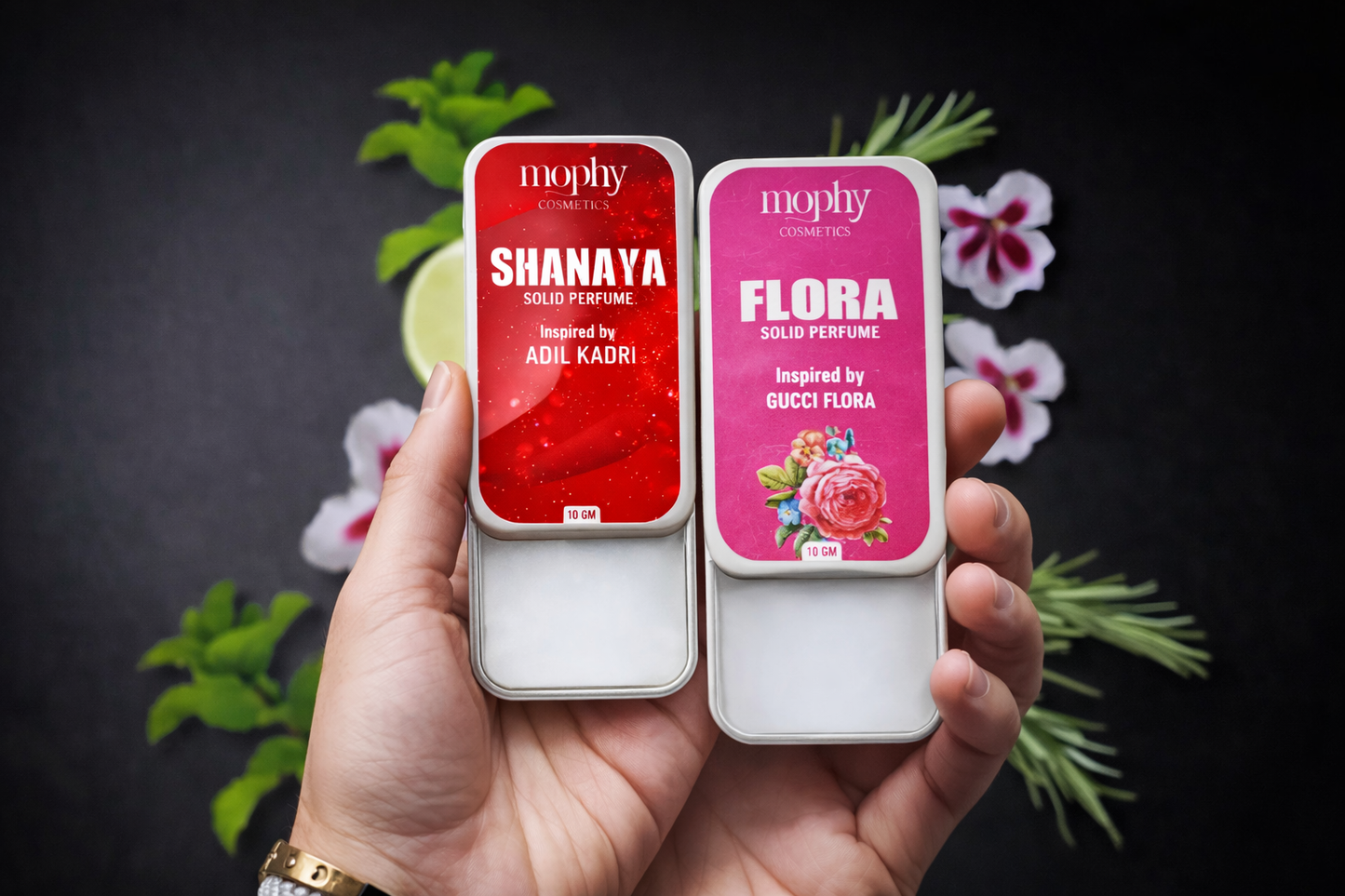 Mophy Flora & Shanaya Solid Perfume Combo - Long Lasting, Alcohol Free, Vegan Solid Fragrance Set for Men & Women