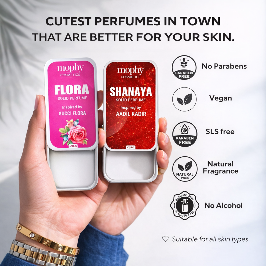 Mophy Flora & Shanaya Solid Perfume Combo - Long Lasting, Alcohol Free, Vegan Solid Fragrance Set for Men & Women