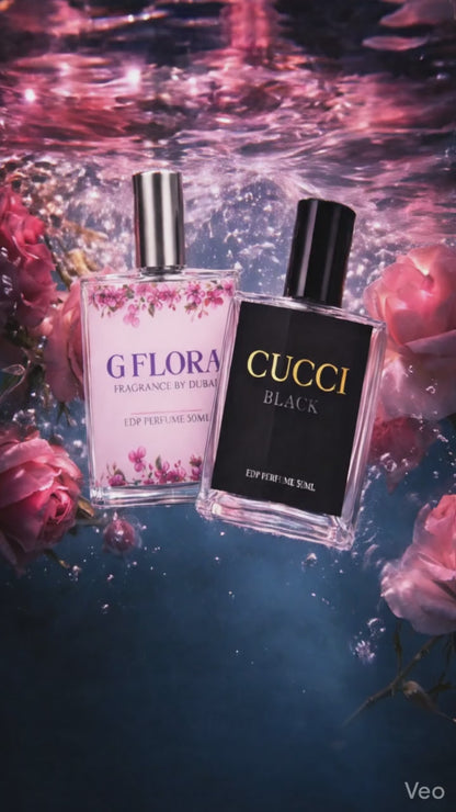 Luxury Floral & Intense Black Perfume Combo - Inspired by Gucci Flora & Gucci Black | Premium Long-Lasting 100ml Eau De Parfum for Men & Women